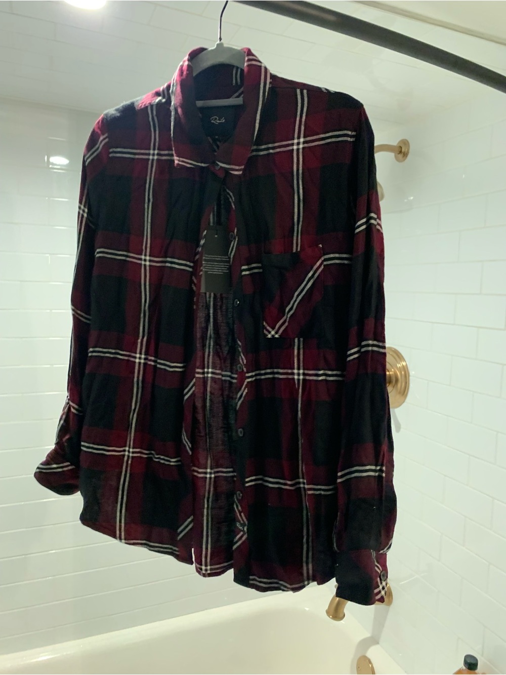 Rails Burgundy and Black Plaid Button-Down Shirt